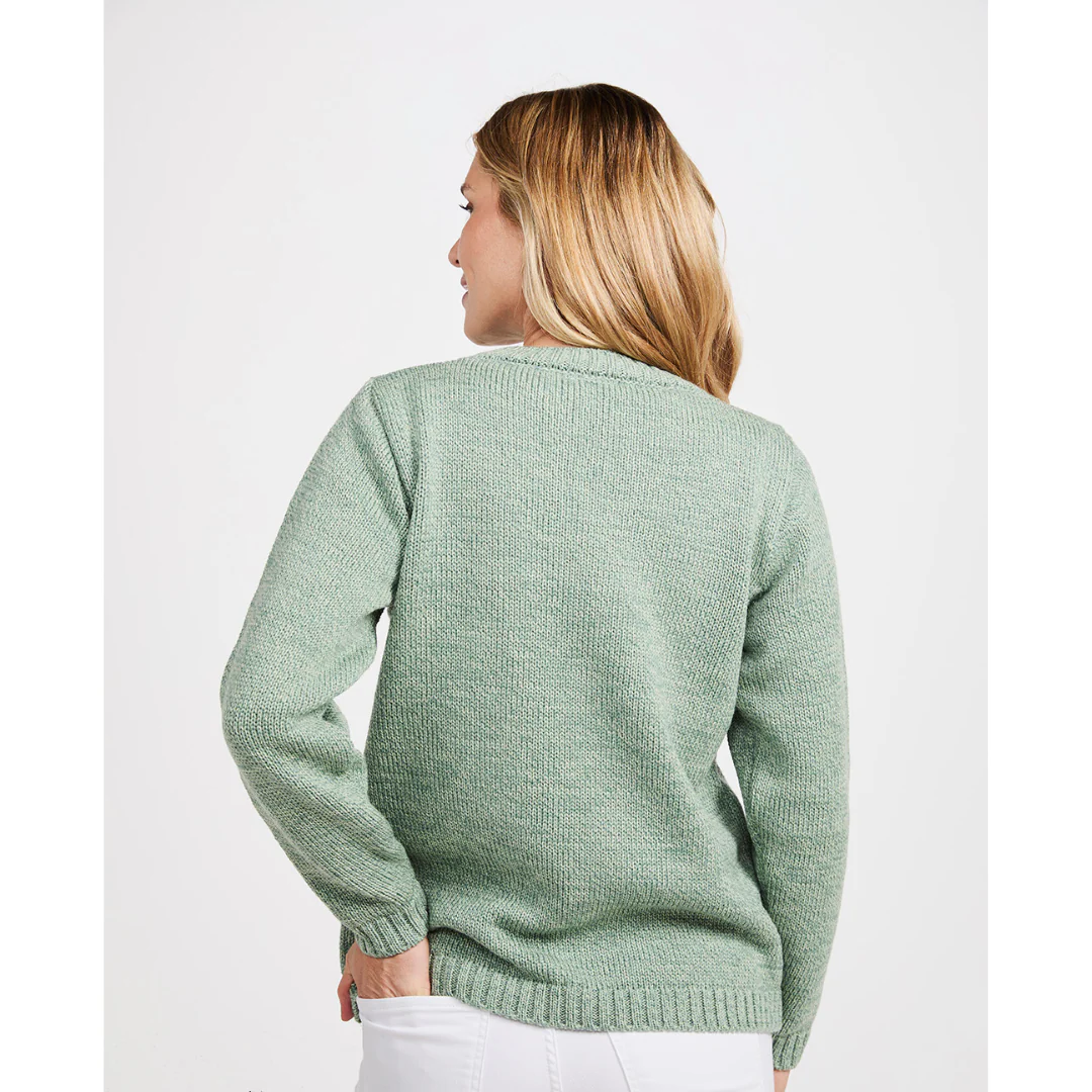 Women's Aran Supersoft Crewneck Mint Jumper - Image 4