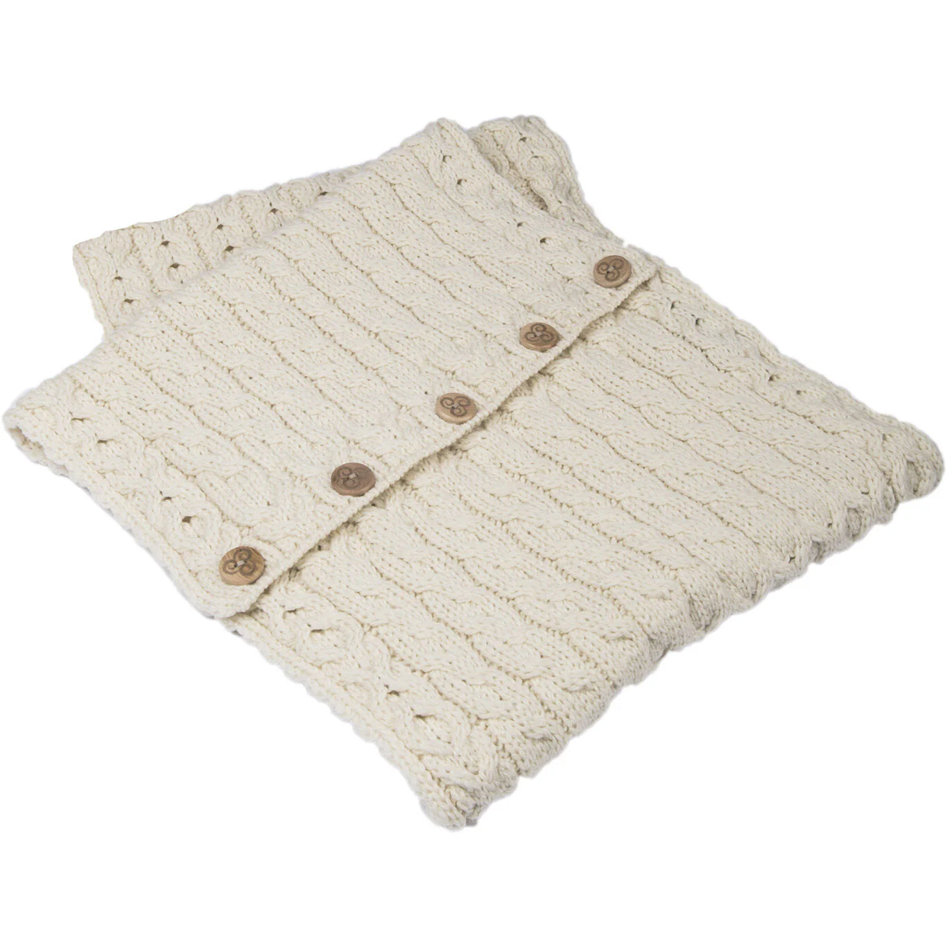 Women's Buttoned Aran Natural Snood Scarf - Image 2