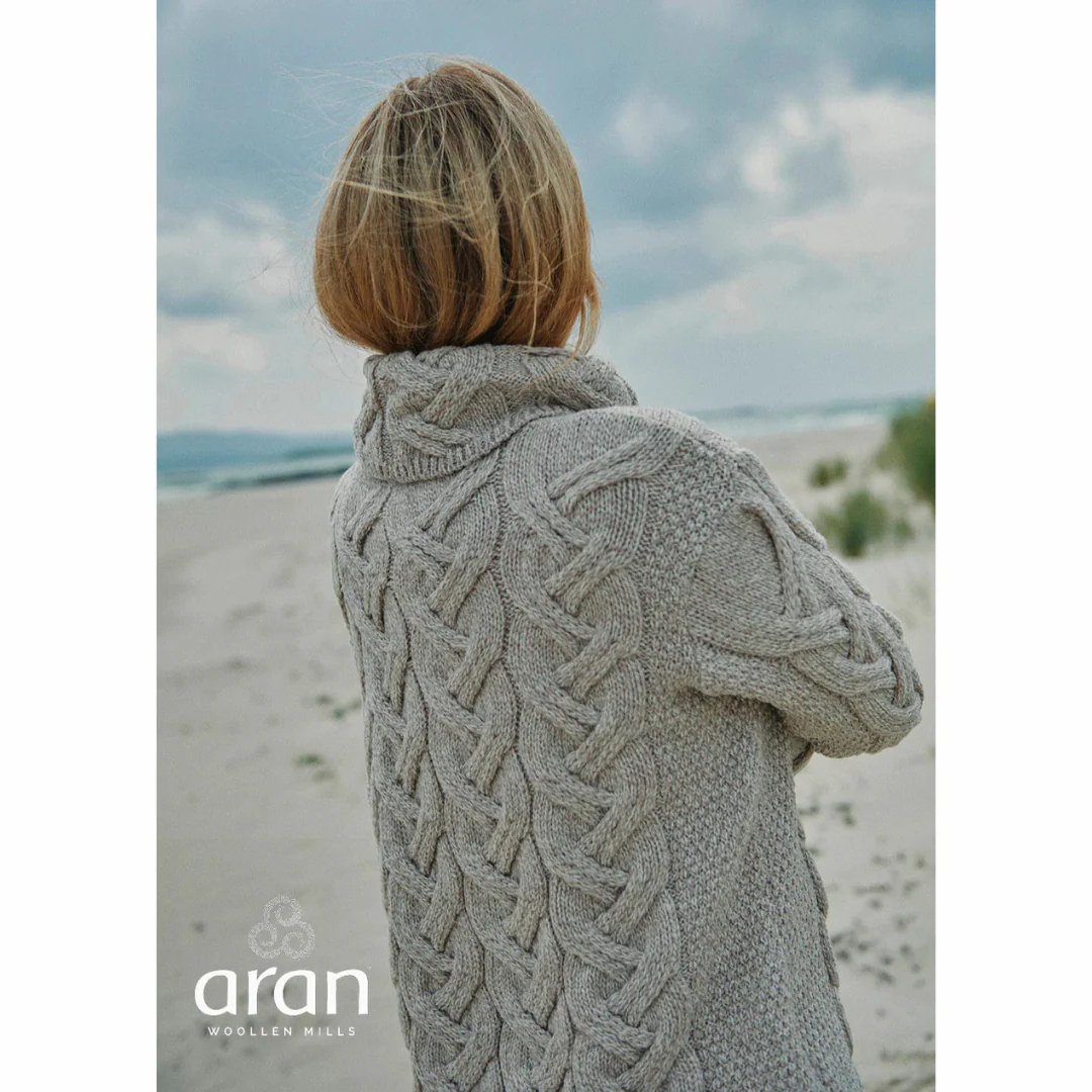 Women's Chunky Cable Aran Oatmeal Jumper - Image 5