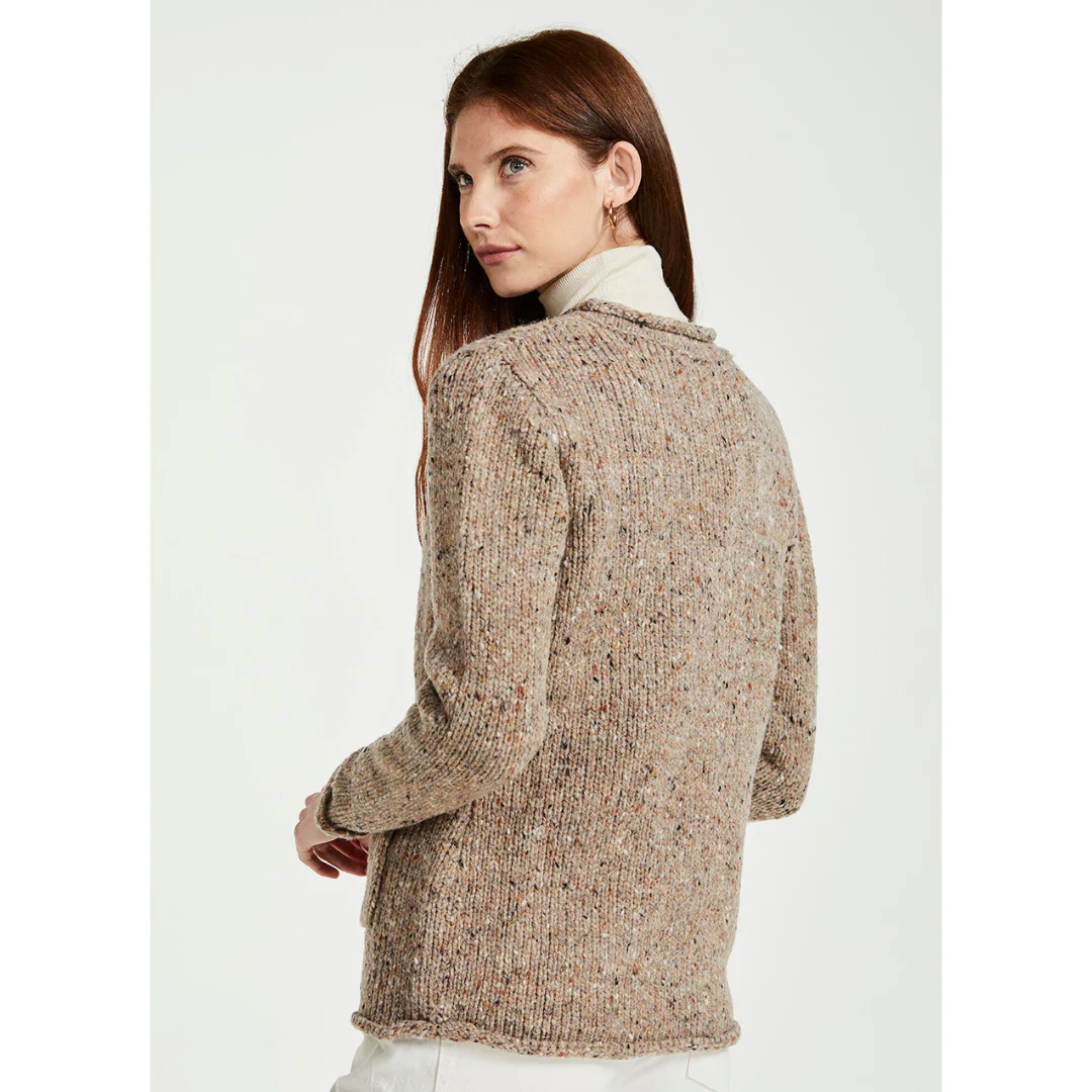 Women's Donegal Tweed Oatmeal Cardigan - Image 3