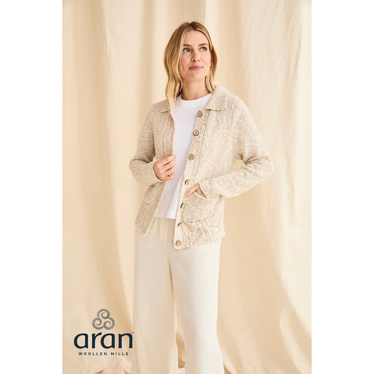 Women's Eriu Cotton-Linen Cream Cardigan - Image 2