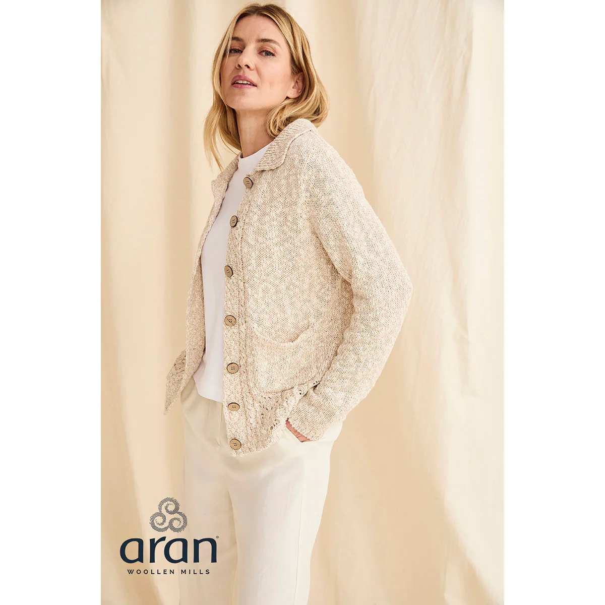 Women's Eriu Cotton-Linen Cream Cardigan - Image 4