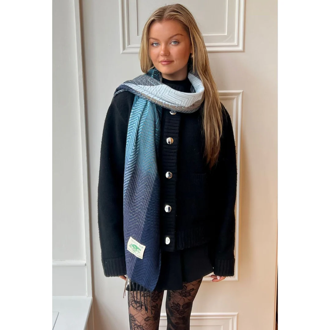 Women's Herringbone Navy Scarf