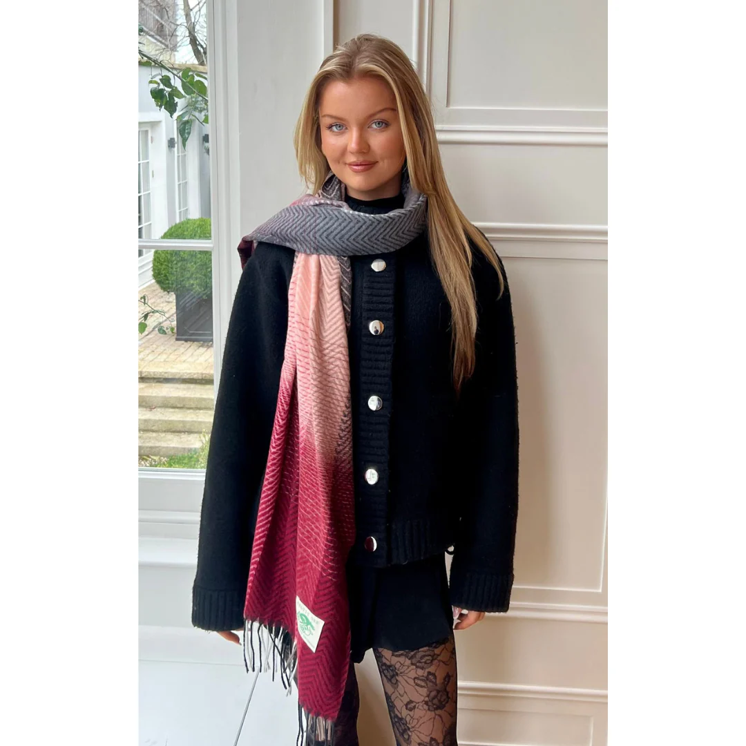 Women's Herringbone Wine Scarf