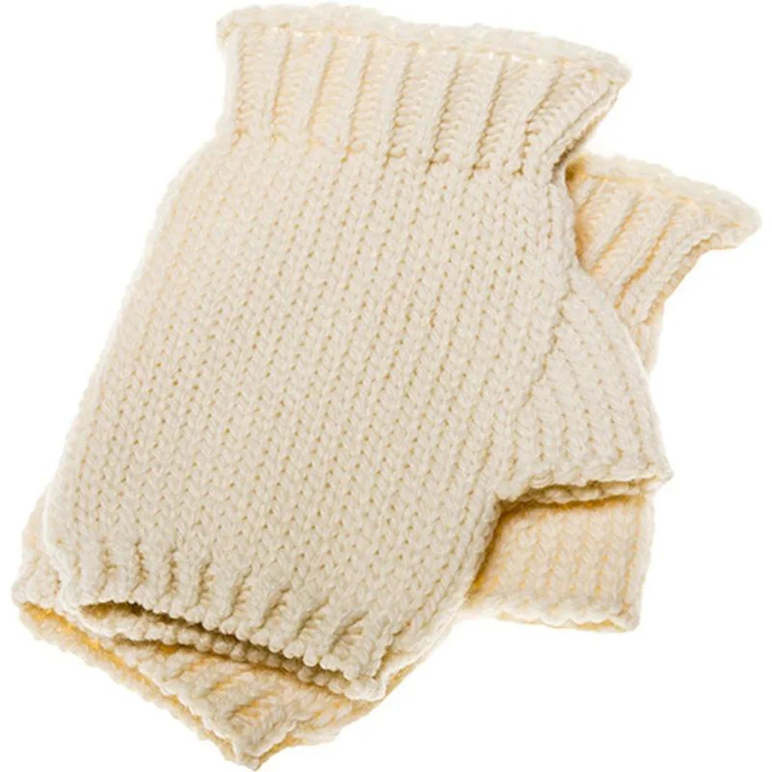 Women's Nepped Wool Natural Fingerless Mitts - Image 2