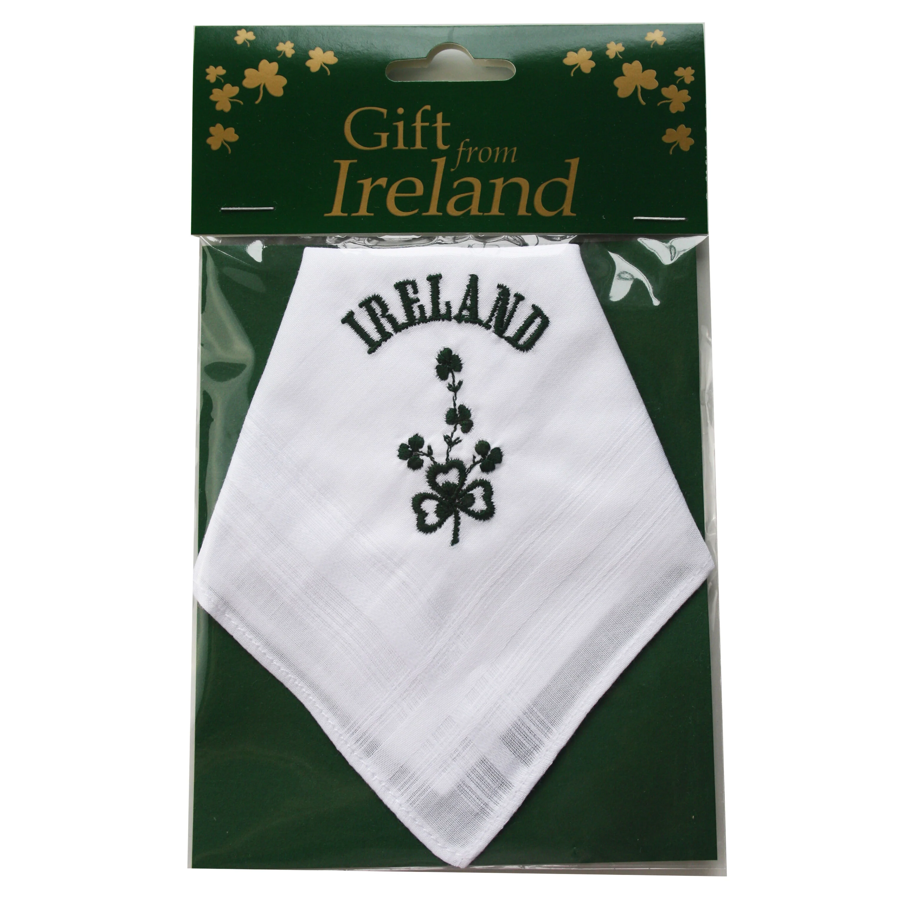Women's Pure Linen Handkerchief With Green Shamrock Print