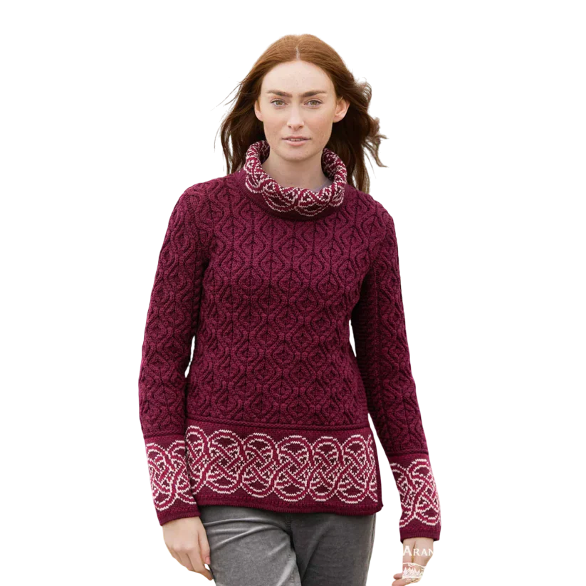 Women's Ranelagh Jacquard Wine Jumper