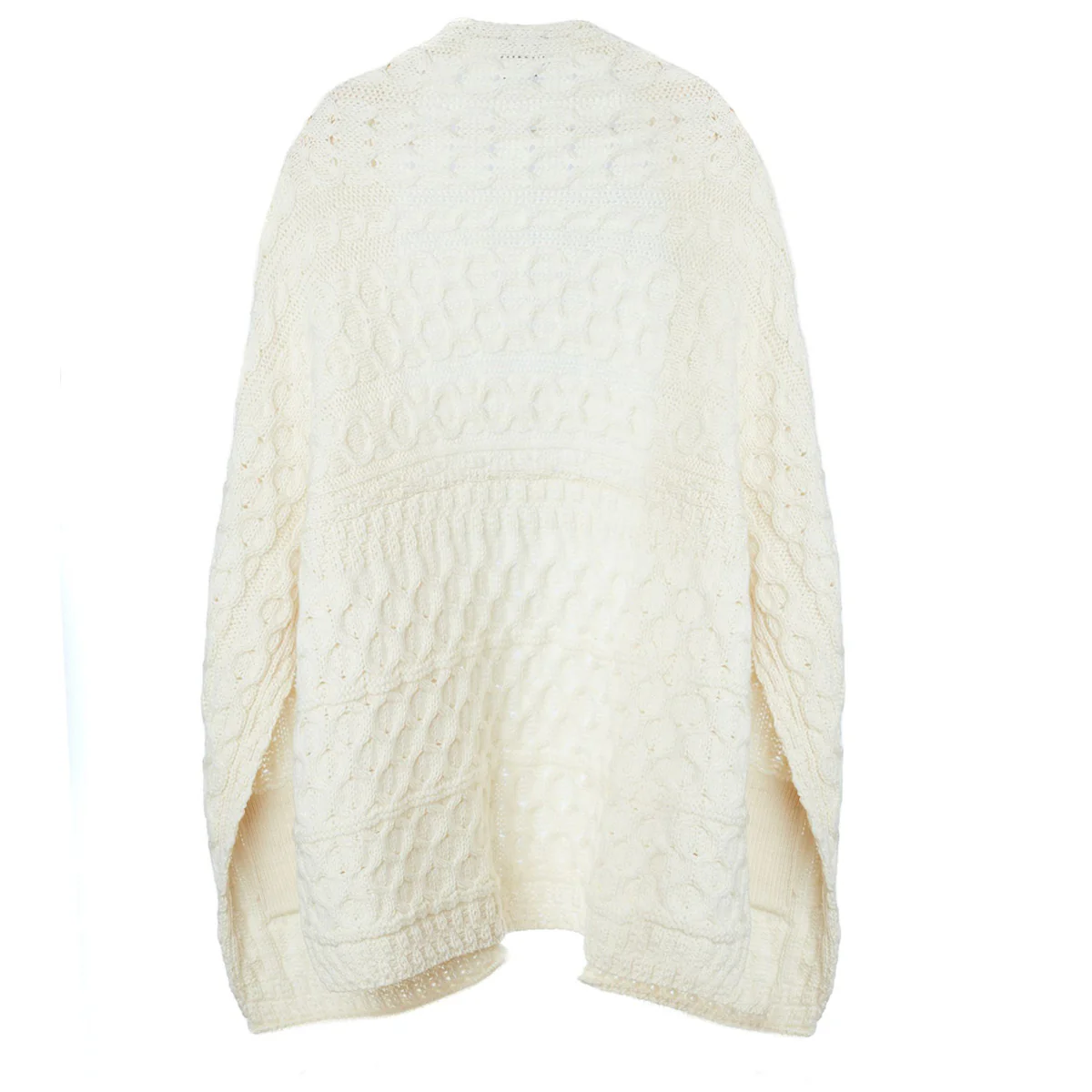 Women's Shannon Throwover Merino Aran Cream Wrap - Image 7