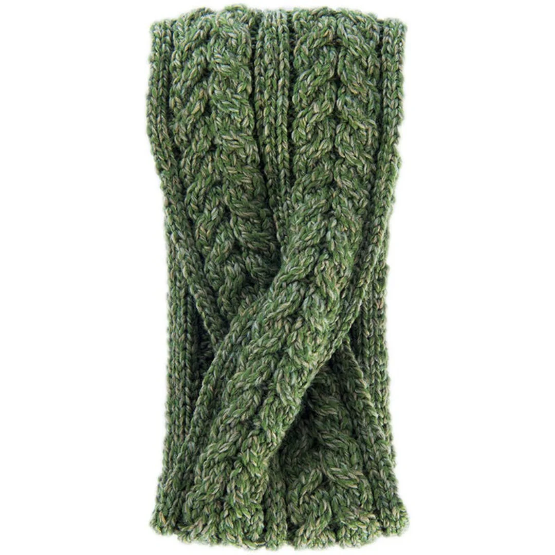 Women's Super Soft Merino Wool Green Crossover Headband - Image 5