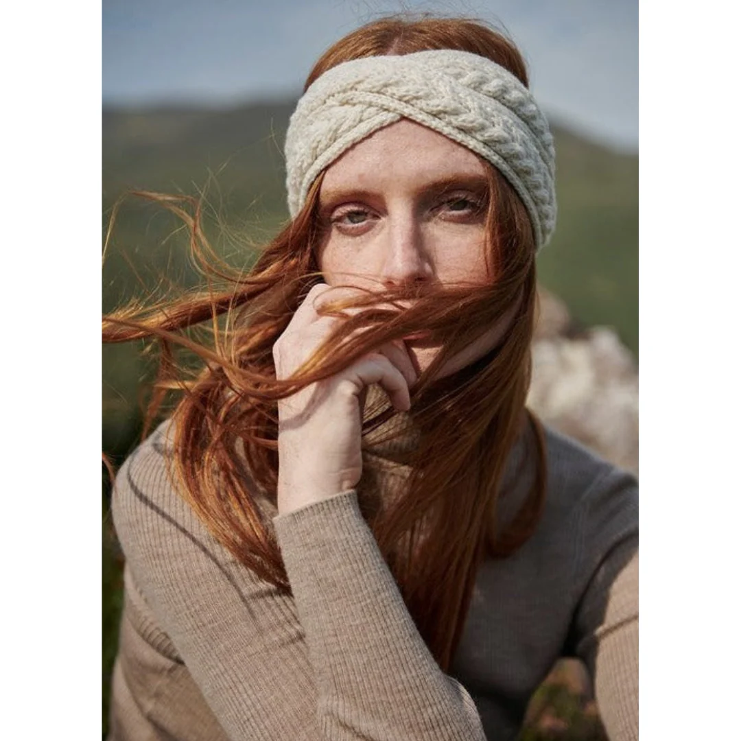 Women's Super Soft Merino Wool Natural Crossover Headband - Image 3
