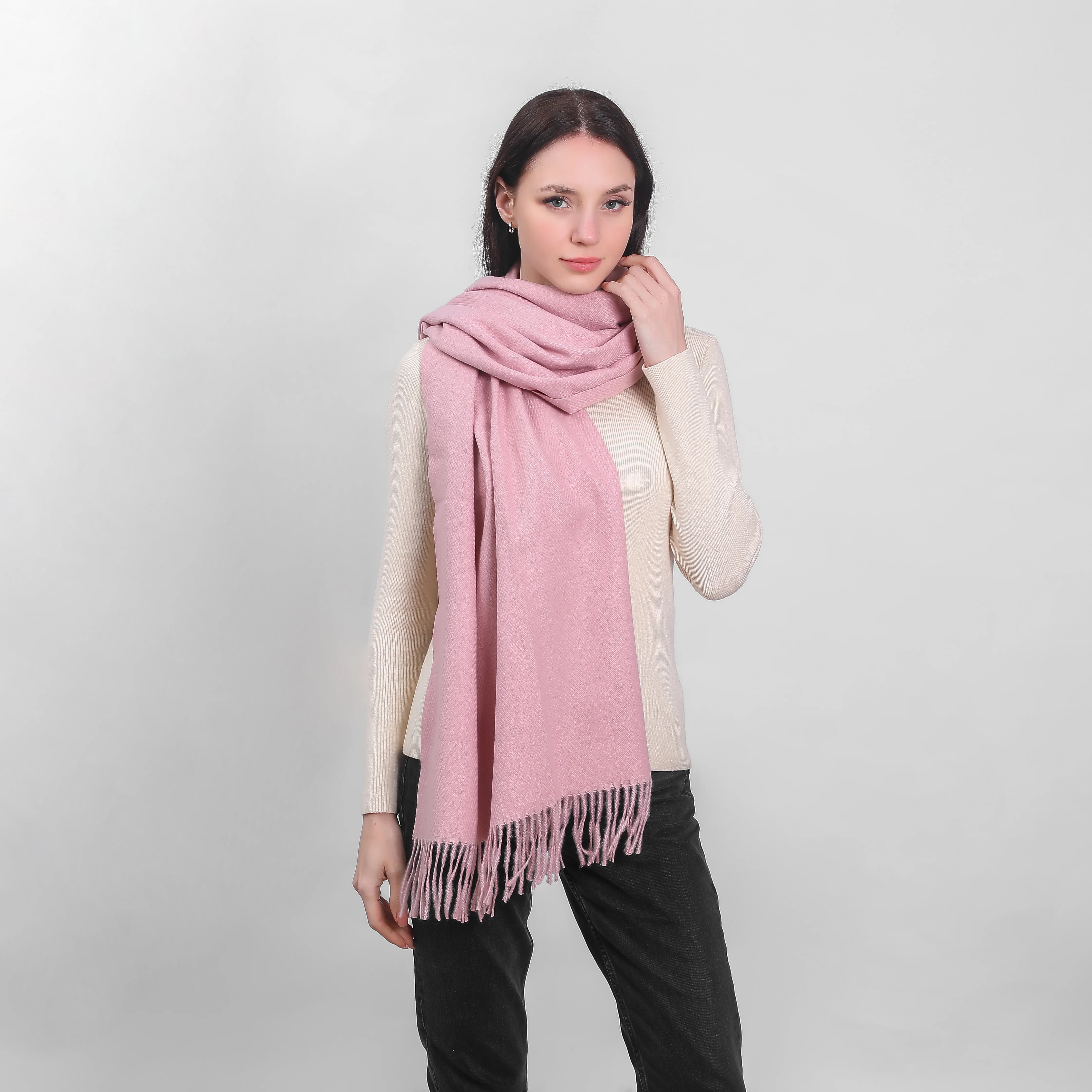 Women's Supersoft Herringbone Pink Scarf - Image 2