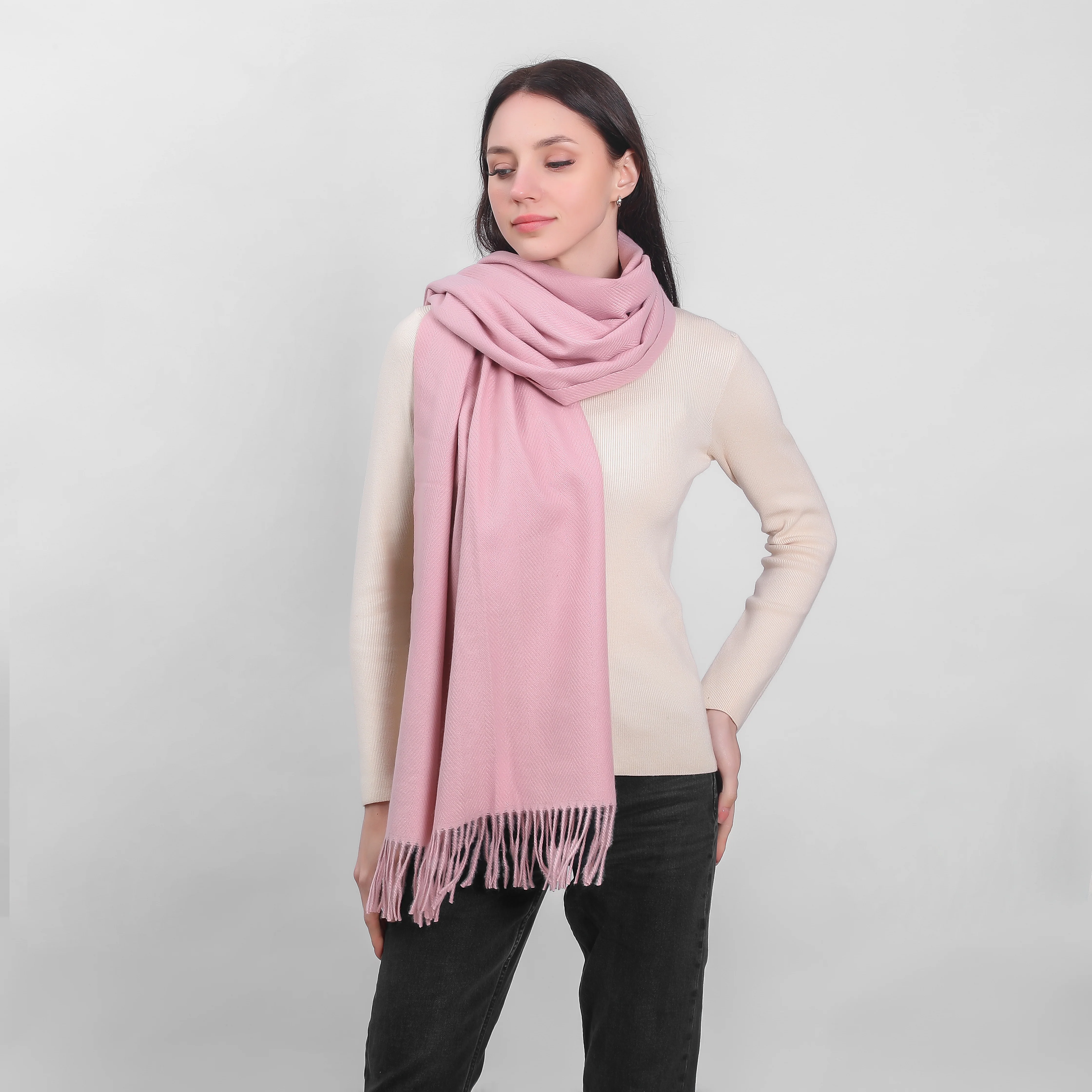 Women's Supersoft Herringbone Pink Scarf - Image 3