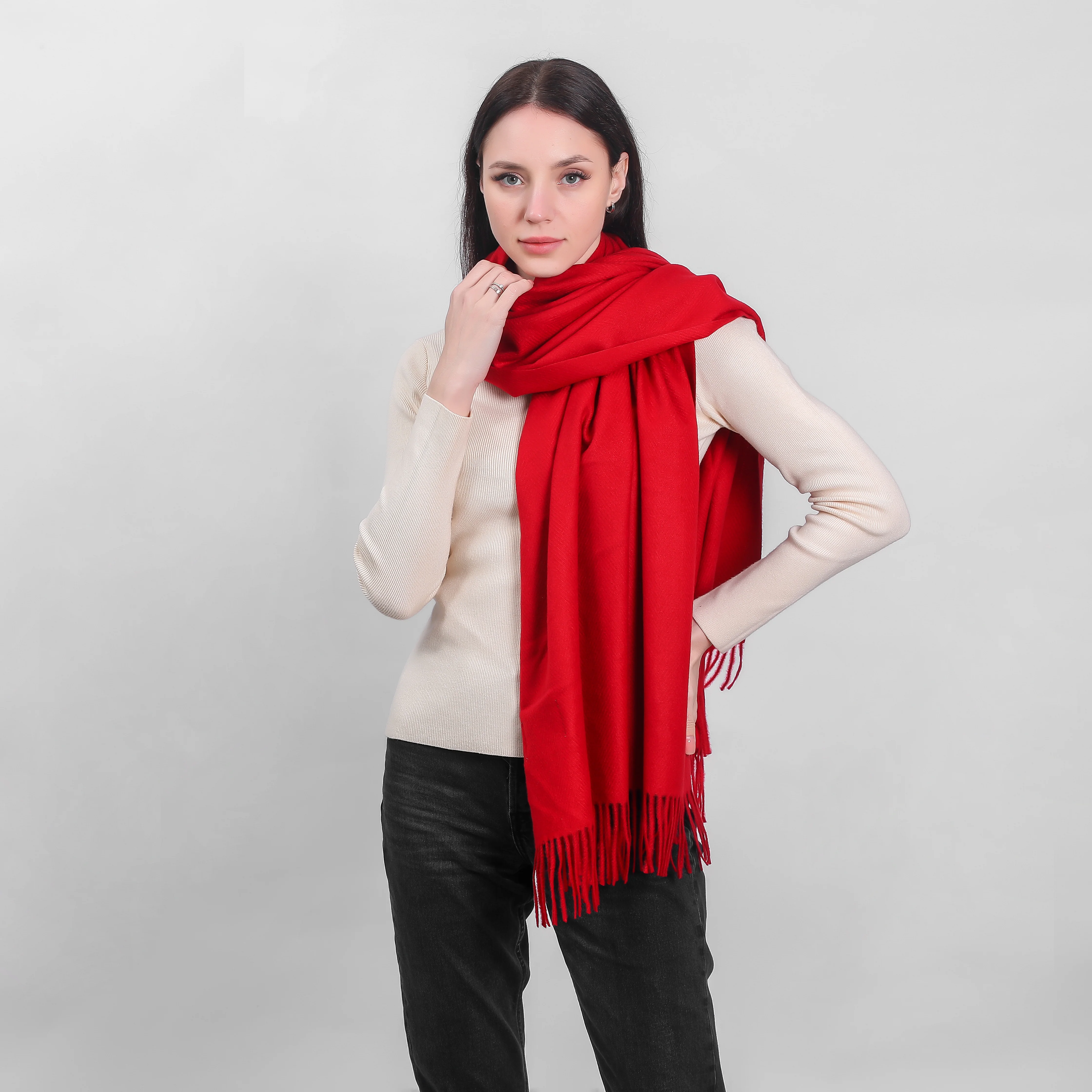 Women's Supersoft Herringbone Wine Scarf - Image 2