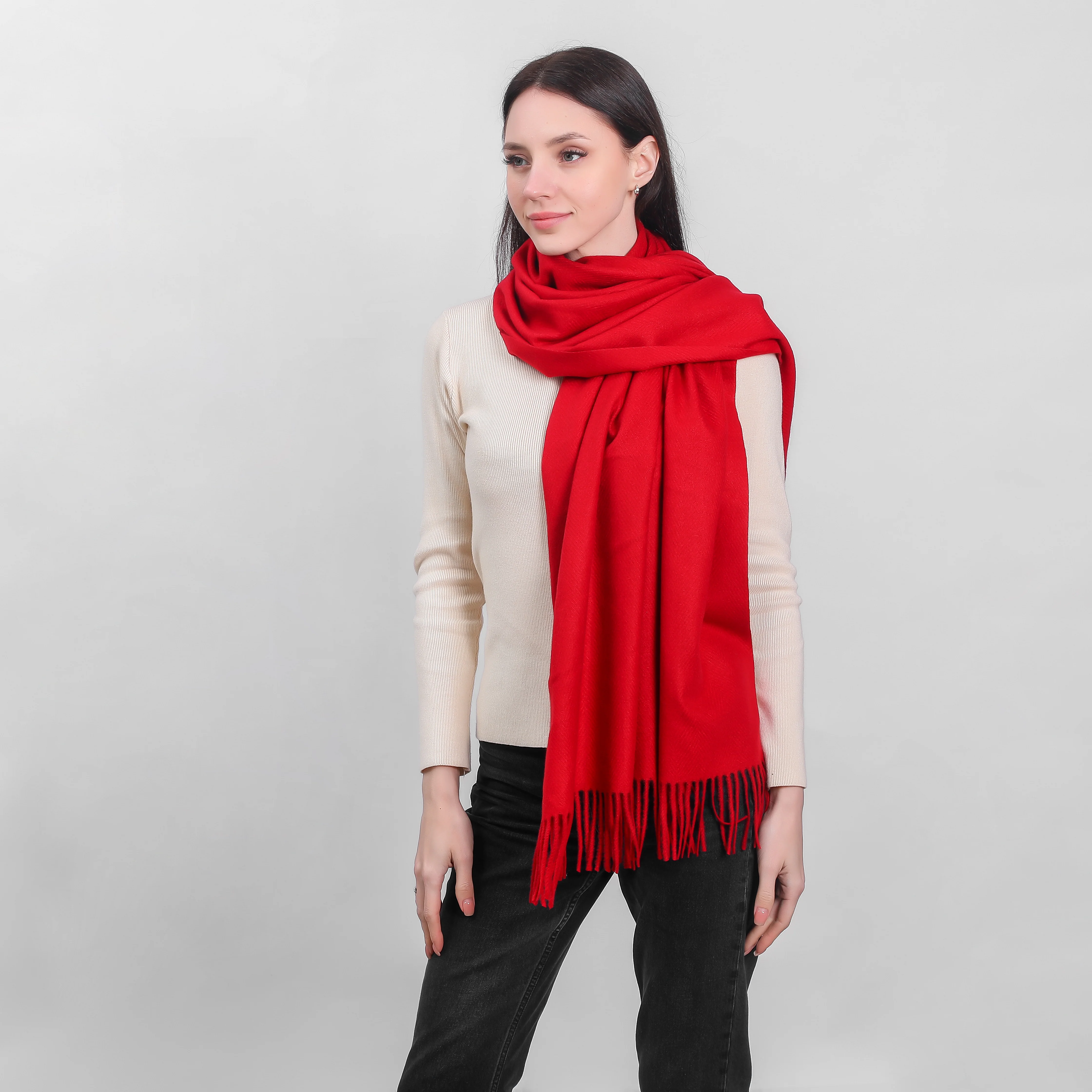 Women's Supersoft Herringbone Wine Scarf - Image 3