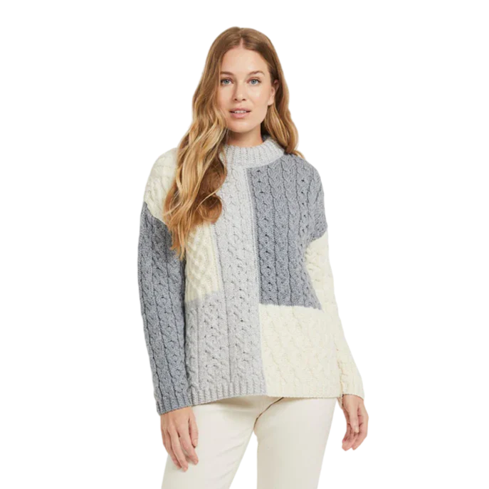 Women's Three Colour Patchwork Jumper