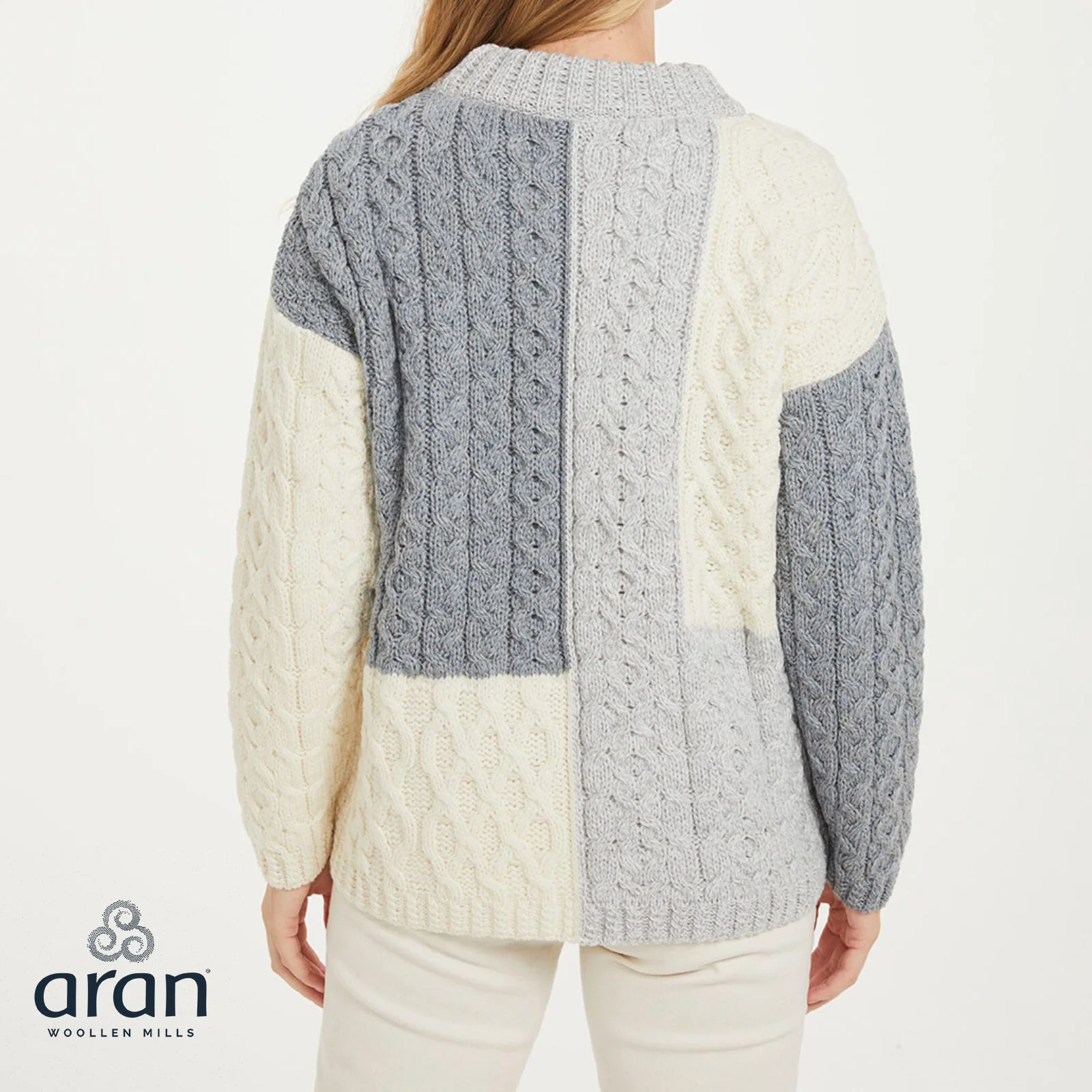 Women's Three Colour Patchwork Jumper - Image 4