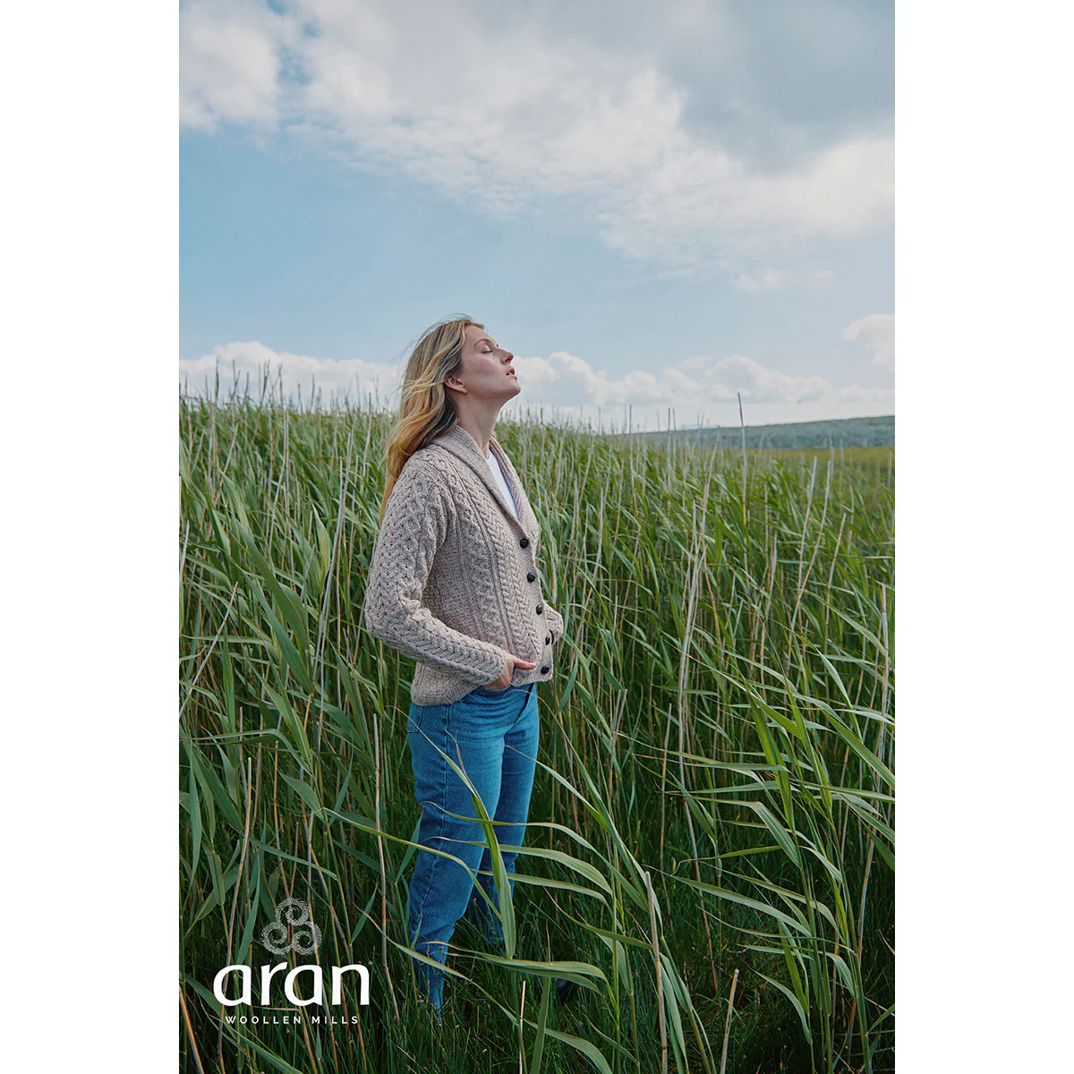 Women's Tourmakeady Shawl Collar Merino Aran Cardigan - Image 3