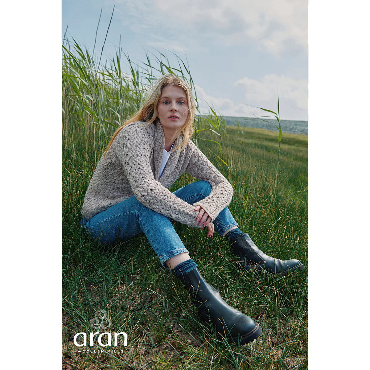 Women's Tourmakeady Shawl Collar Merino Aran Cardigan - Image 4