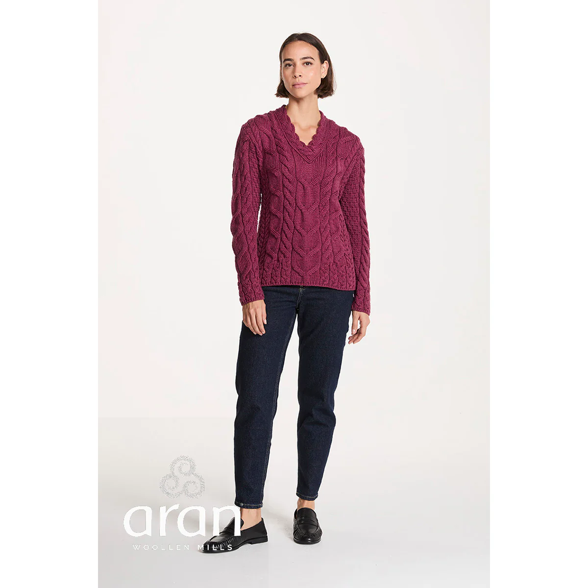 Women's Tralee V-Neck Super Soft Merino Berry Sweater - Image 2