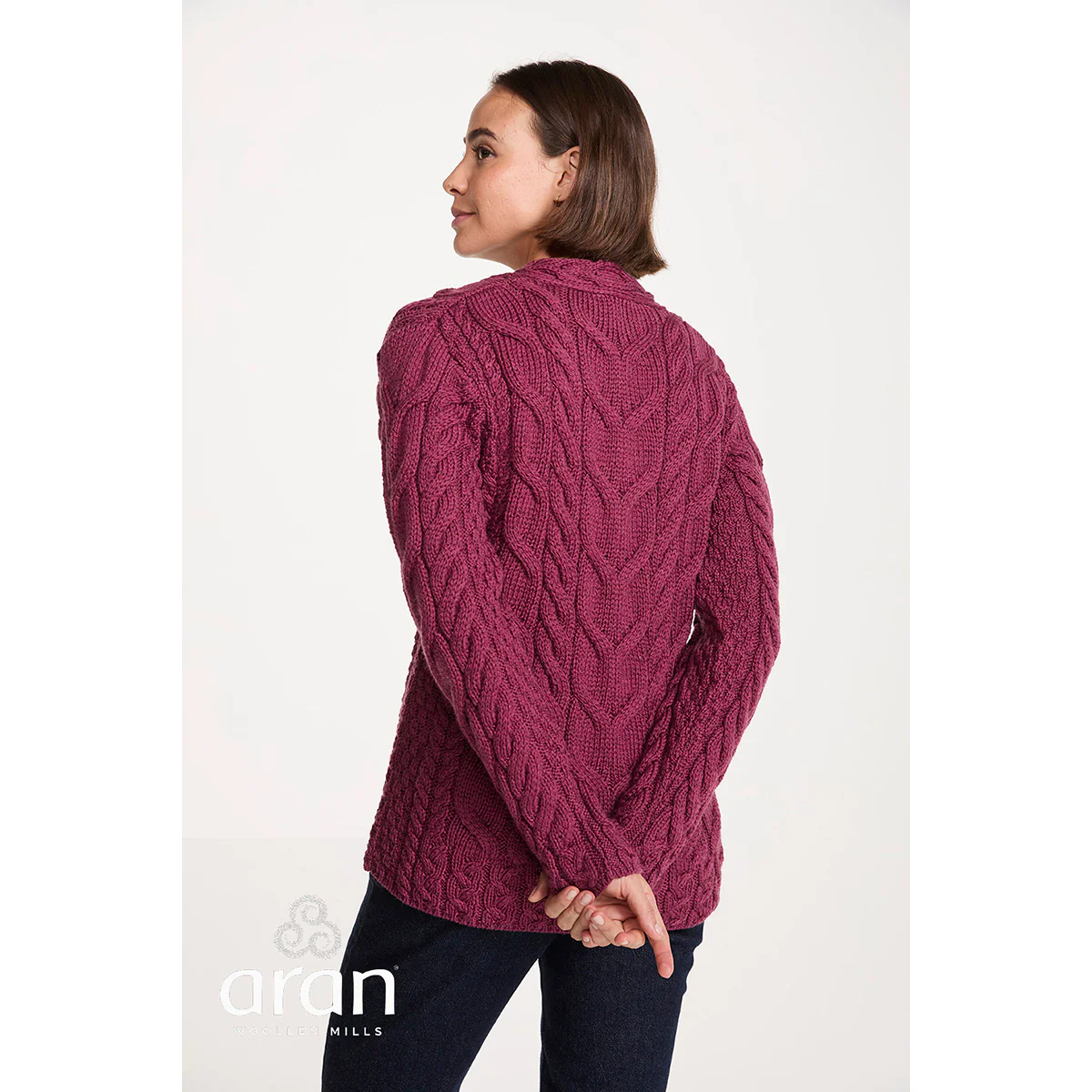 Women's Tralee V-Neck Super Soft Merino Berry Sweater - Image 4
