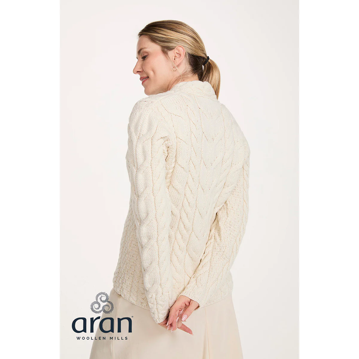 Women's Tralee V-Neck Super Soft Merino Cream Sweater - Image 5
