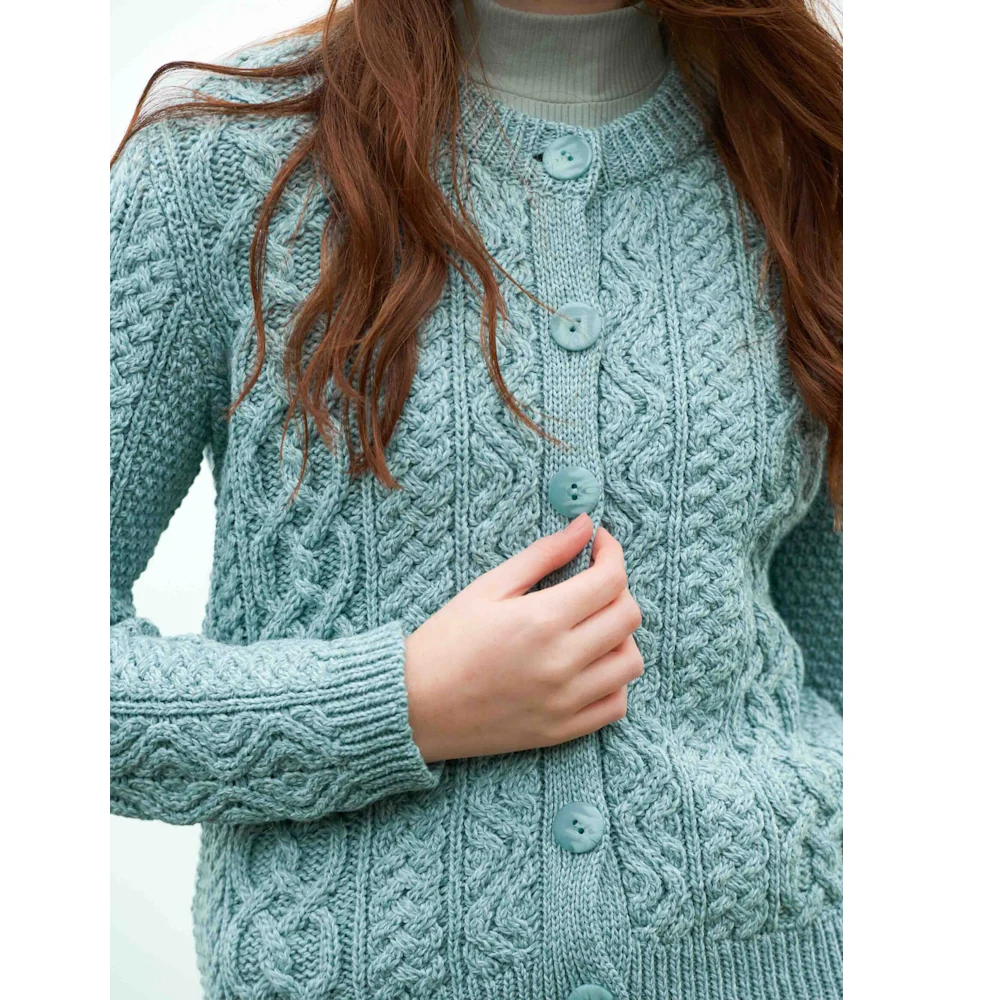 Women's Tramore Short Button Mermaid Aran Cardigan - Image 4