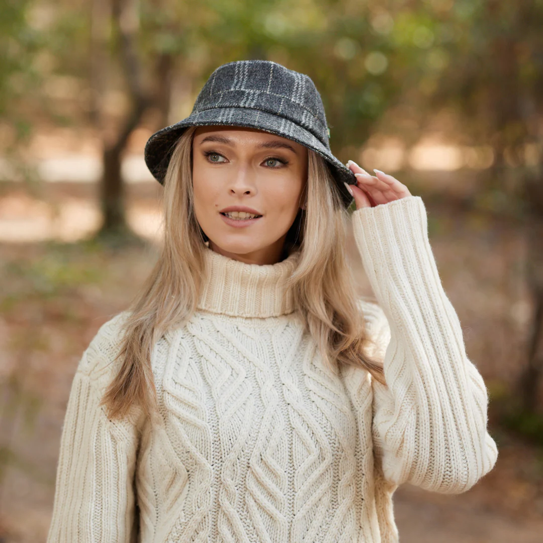 Women's Tweed Grey Bucket Hat - Image 2