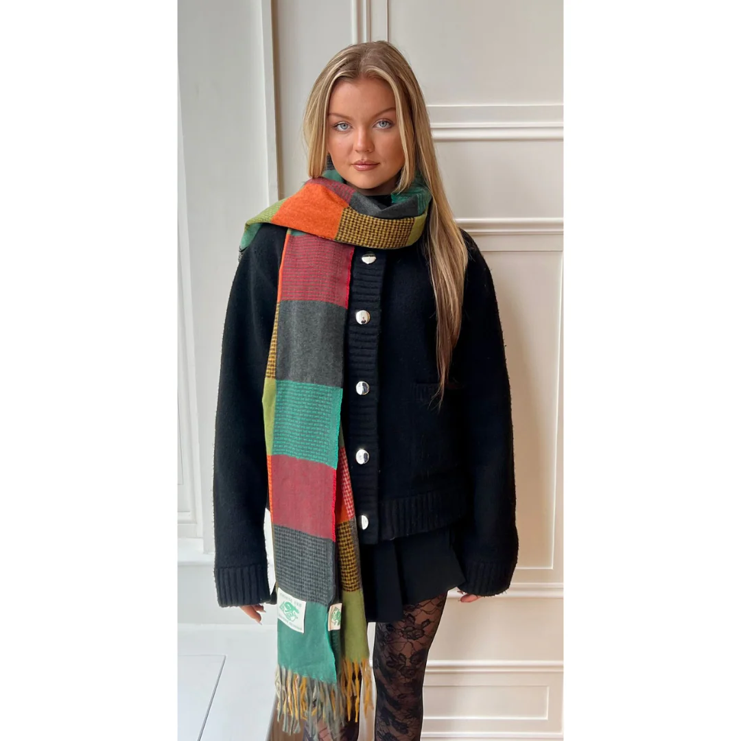Women's Wool Blend Multi Coloured Patchwork Scarf