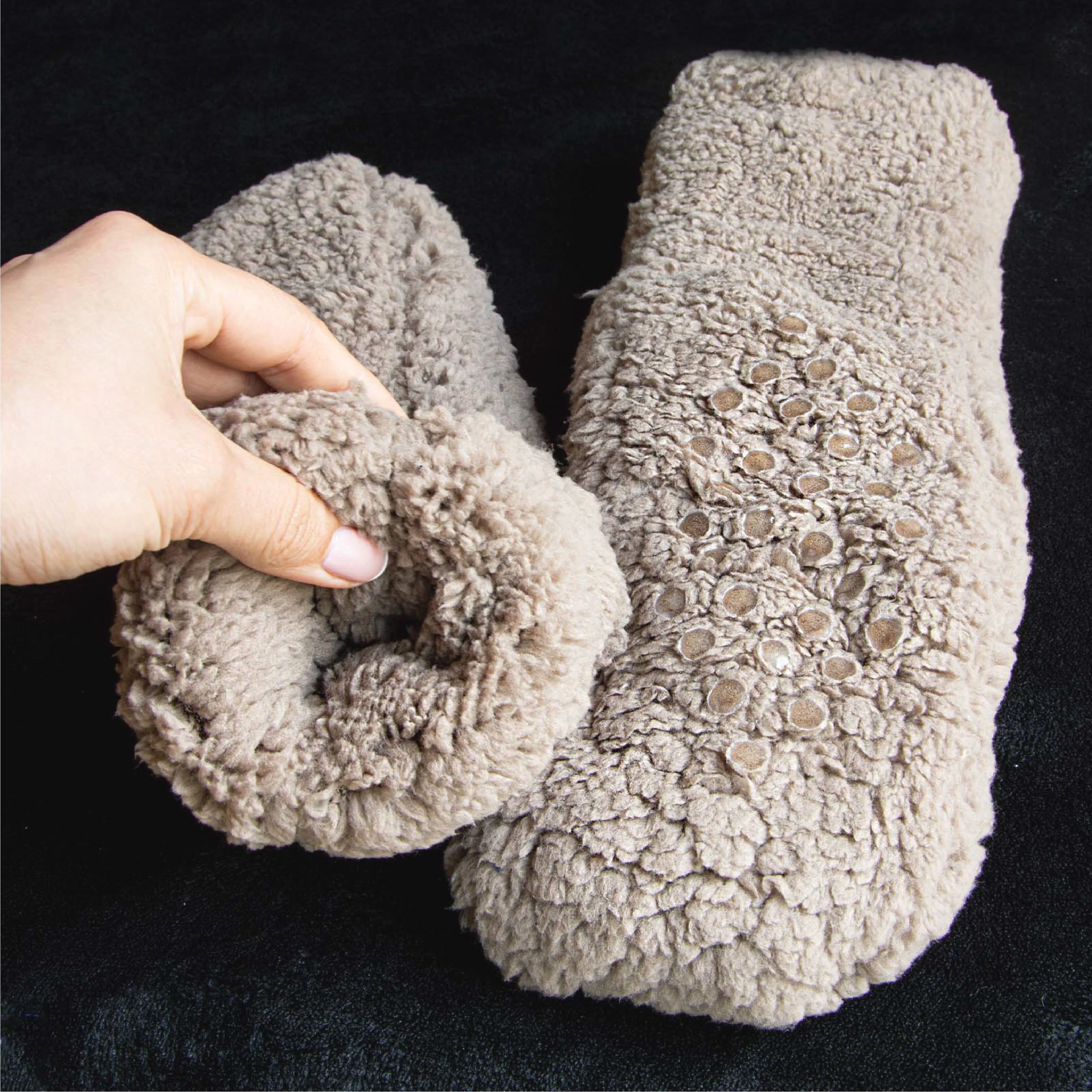Woolly Slipper Socks Brown - Image 2