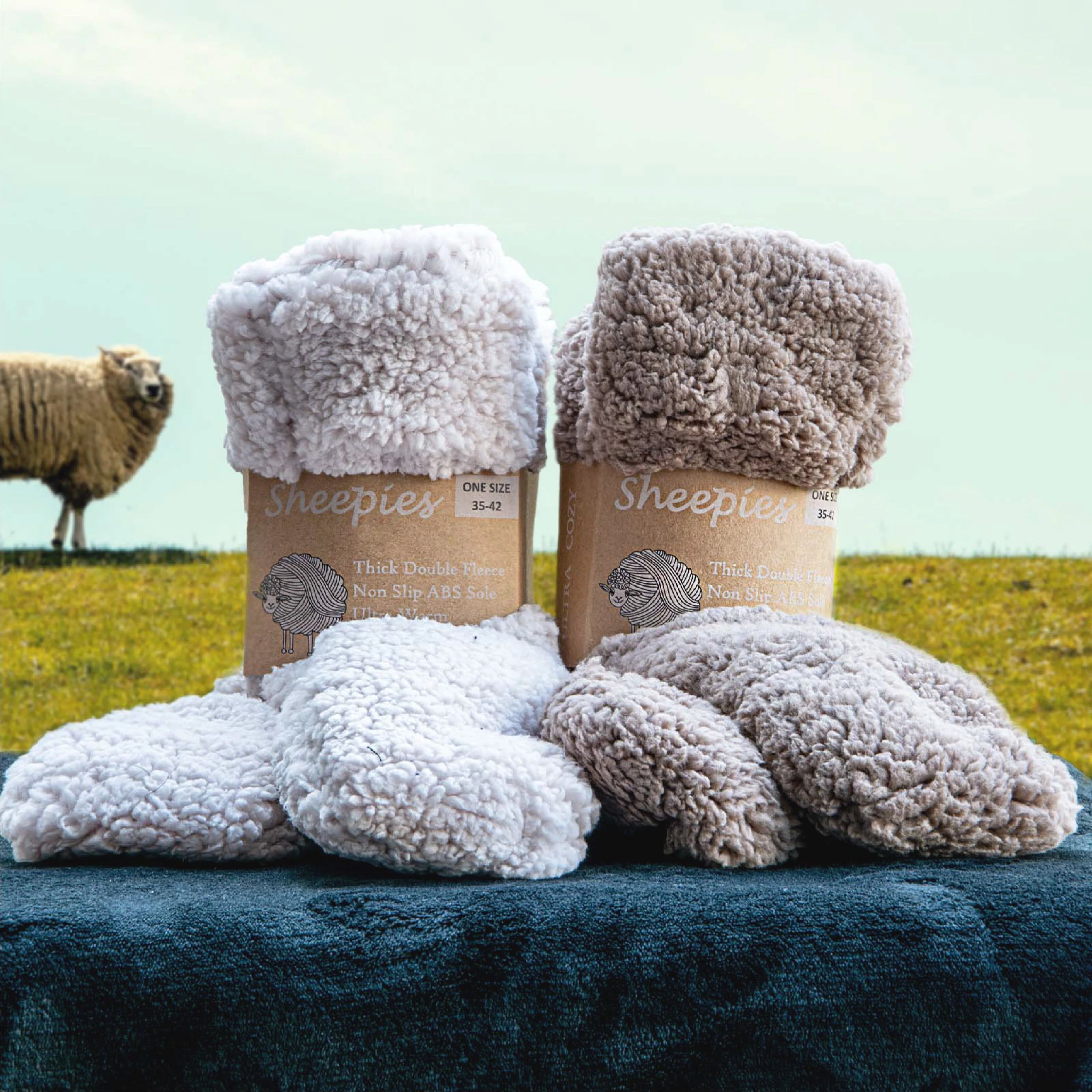 Woolly Slipper Socks Brown - Image 3