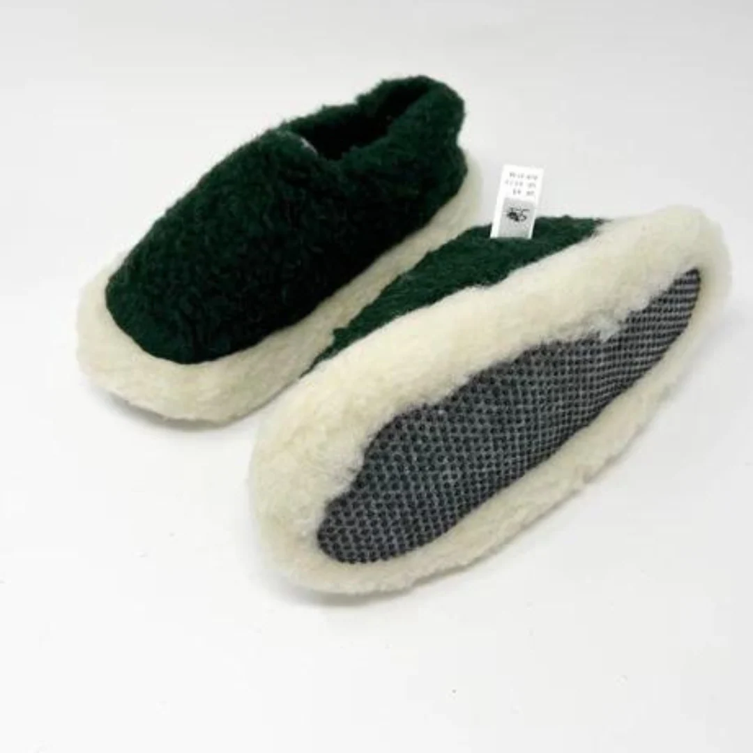 Yoko Wool Siberian Slippers Dark Green - Image 3